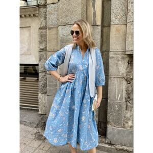 Part Two Copenhagen 100% Cotton Pamala Midi Dress Spring Easter Floral Medium